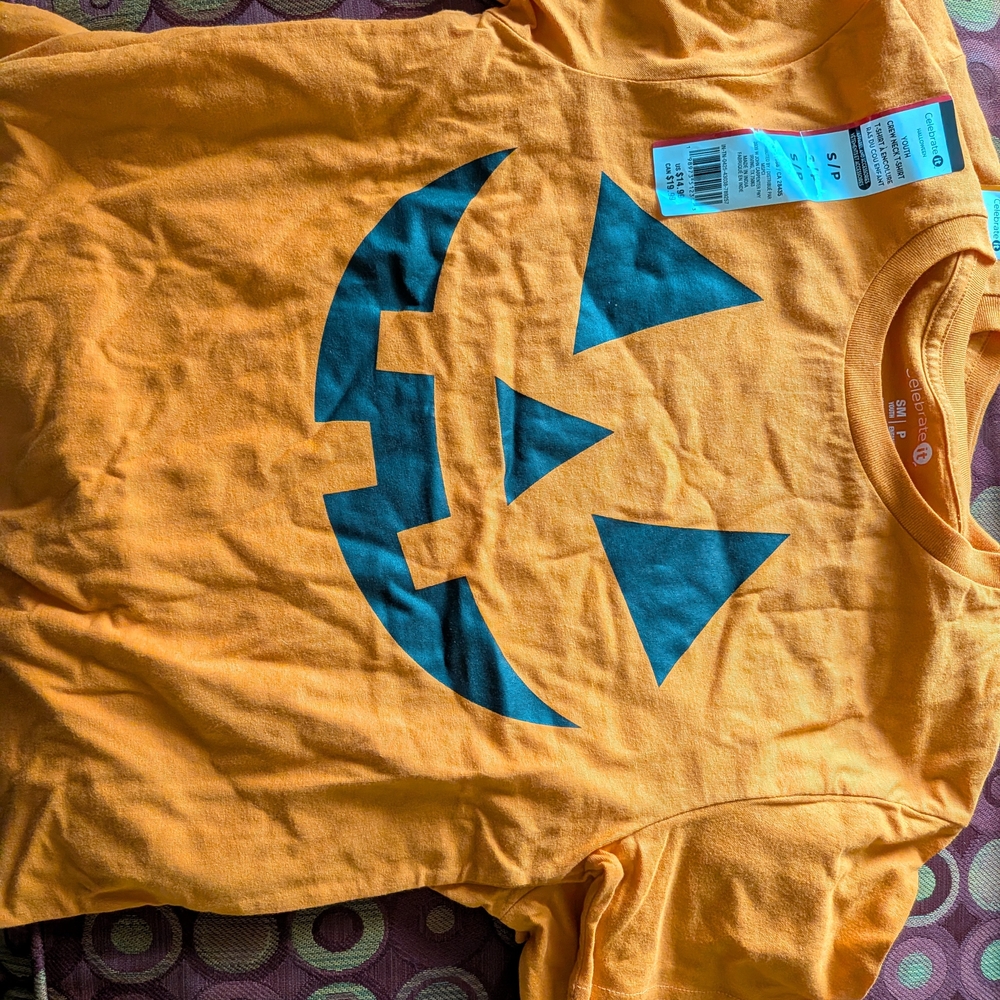 Orange Pumpkin Face Kids Shirt